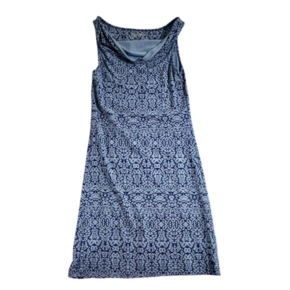 Eddie Bauer Sleeveless Sun Dress Woman's Small Blue Batik Boho Scoop Neck Resort - Picture 1 of 10